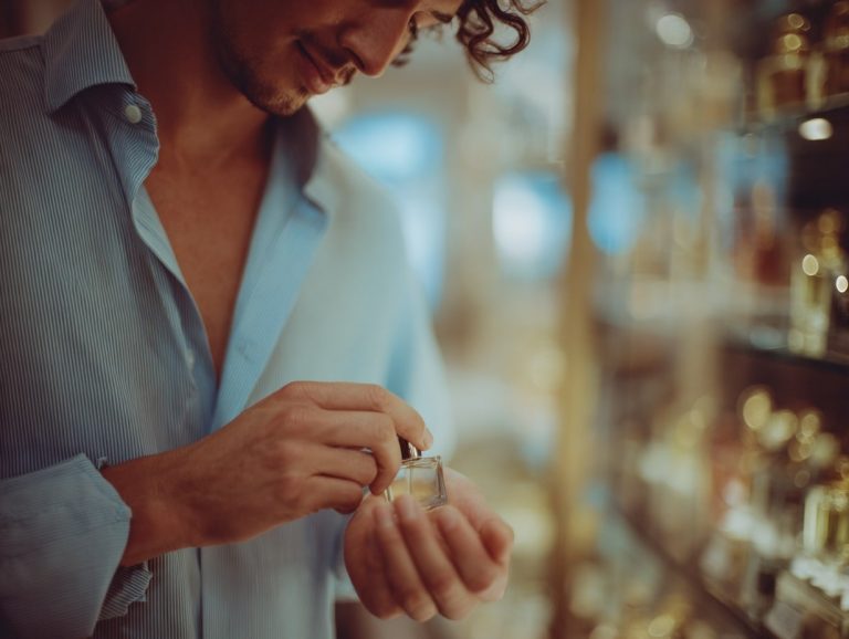 Homme appliquant du parfum sur son poignet.