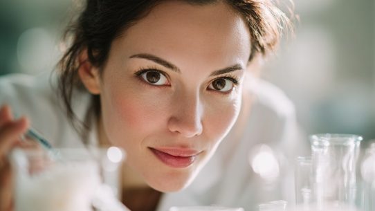 Scientifique observant des échantillons en laboratoire.