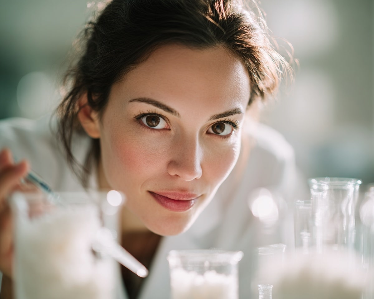 Scientifique observant des échantillons en laboratoire.