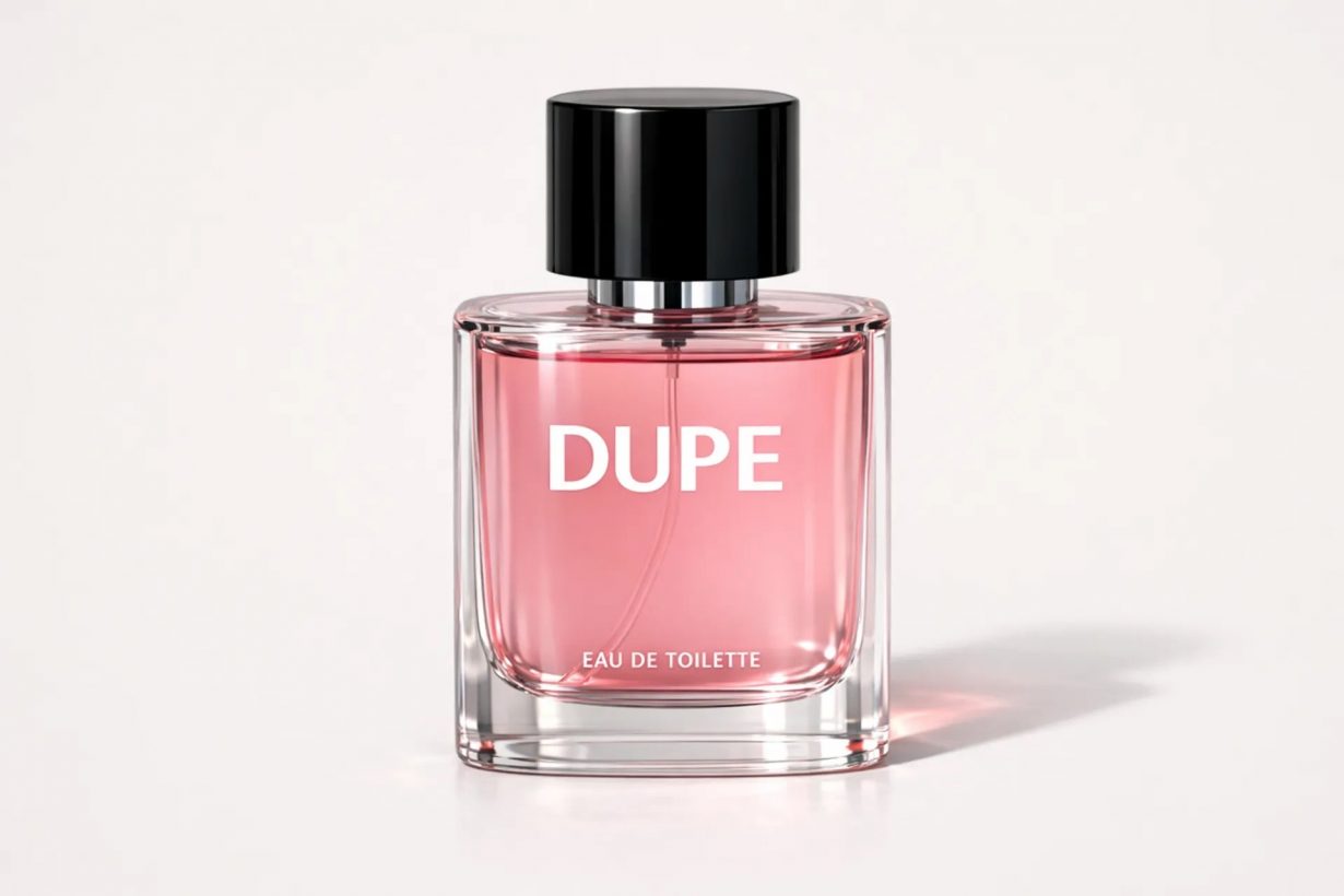 Flacon de parfum rose et noir