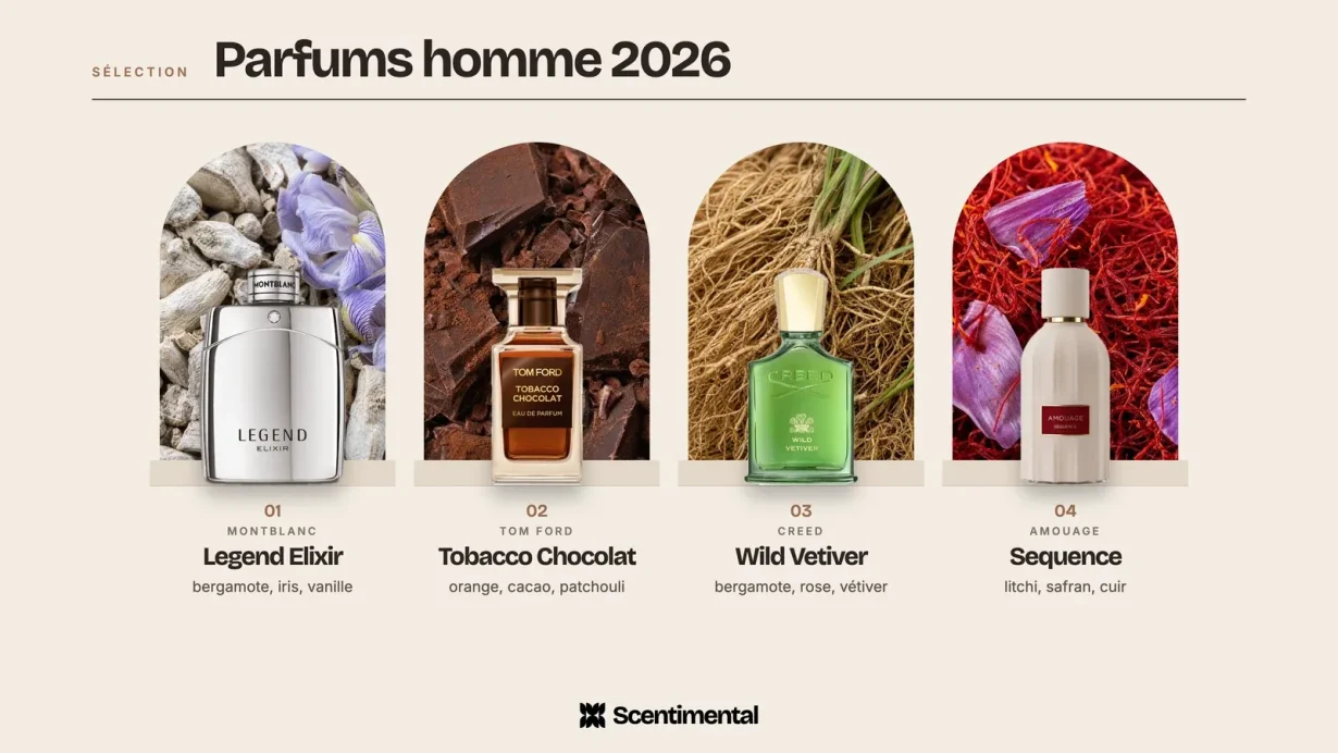 Sélection de quatre parfums homme pour 2026